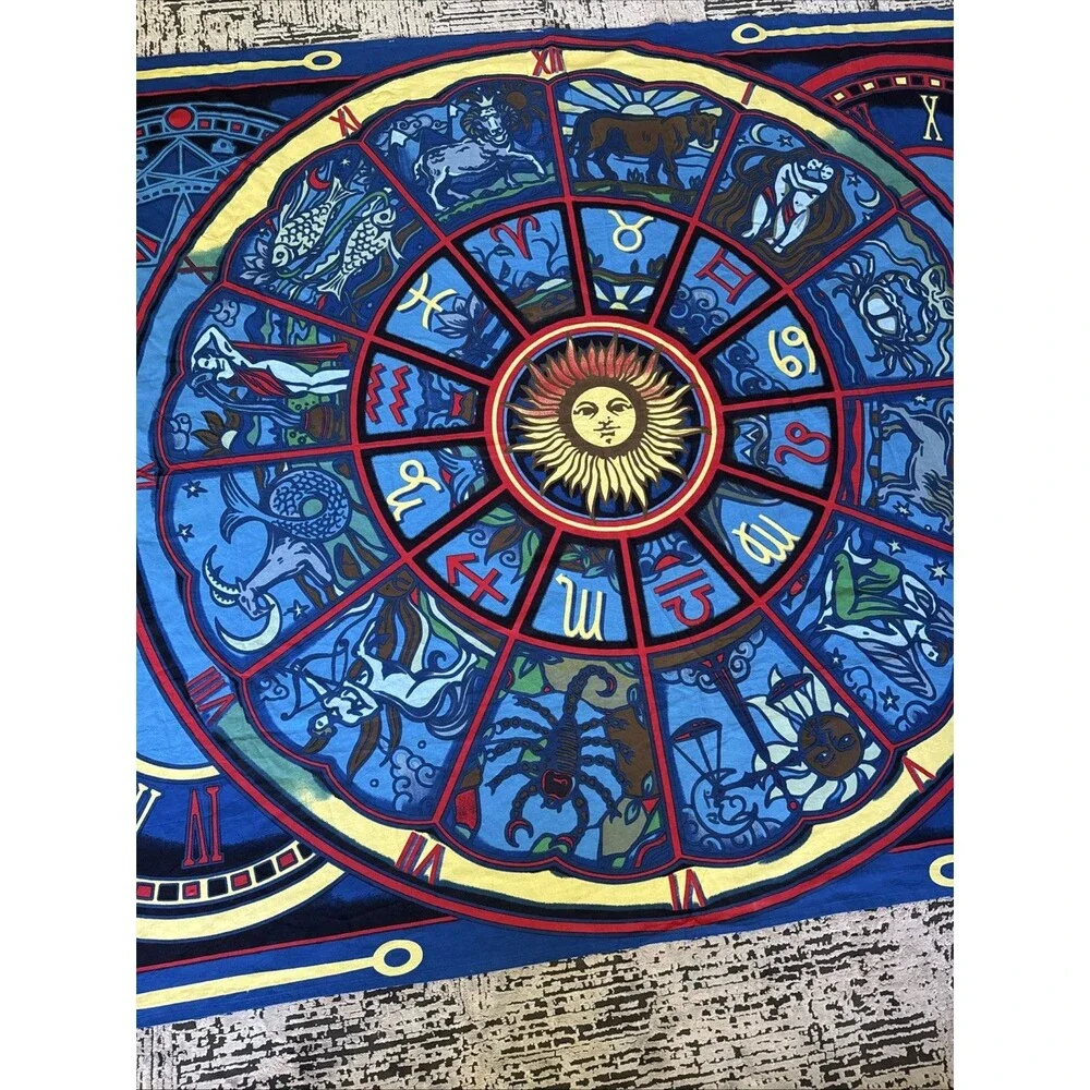 Zodiac Clockwork Tapestry Boho Tapestry Wall Hanging Sun Moon Decor` 60”x90”